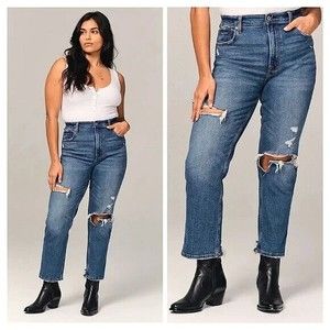 Abercrombie & Fitch curve love the ankle straight ultra high rise jeans